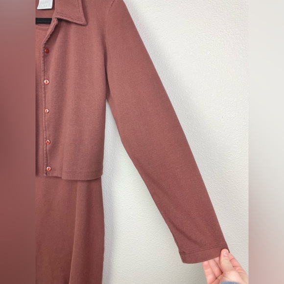 VTG Moda Int'l Women's Medium Chocolate Brown Dress Top Matching Set Knit Minima - Picture 4 of 15